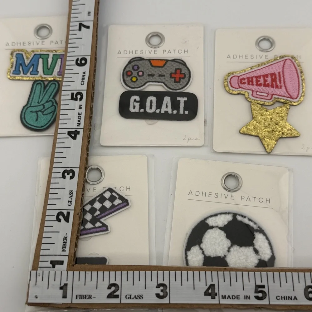 Sports Gaming Music Themed Adhesive Patches -Lot of 5 Packs